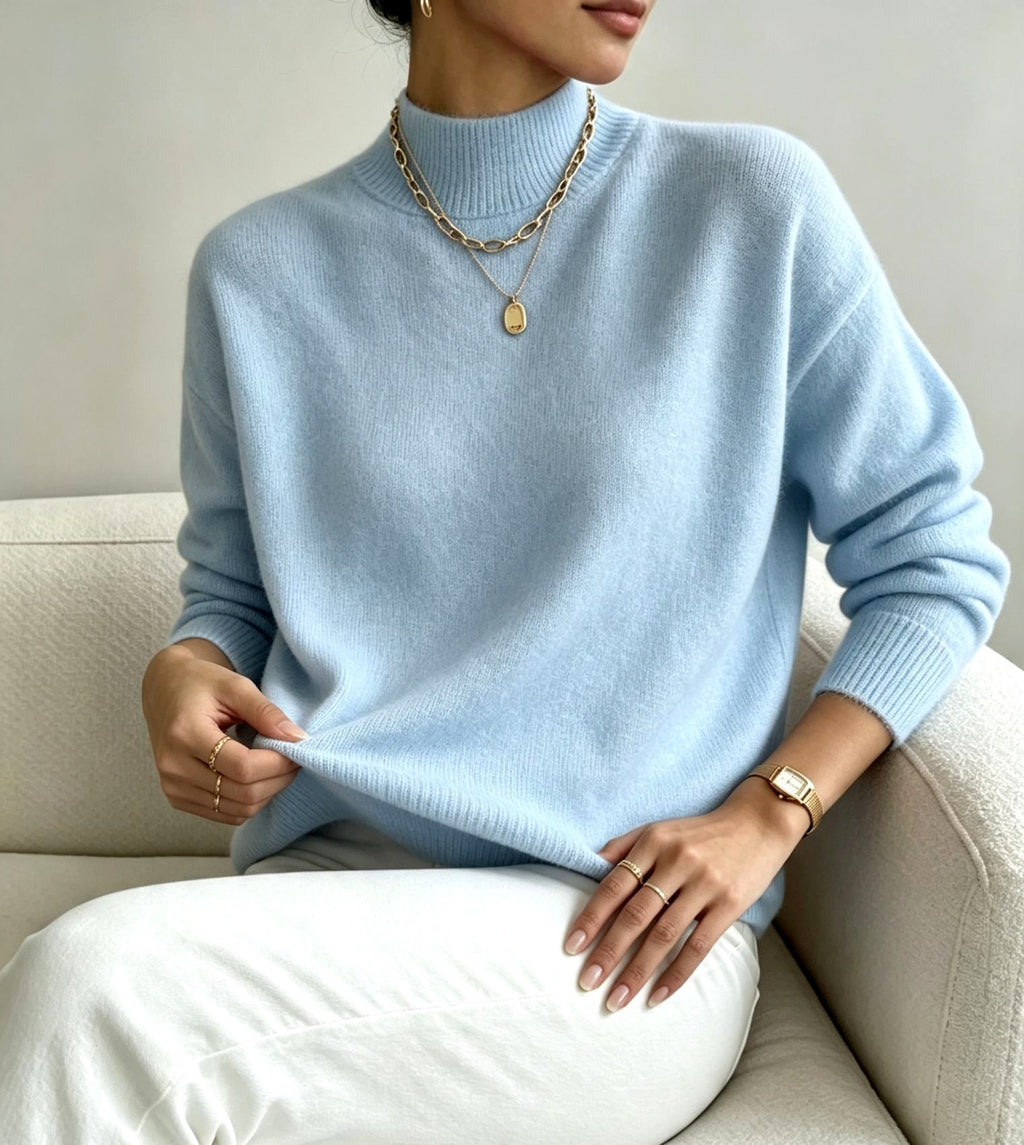 Eileen - Women's Mock Neck Relaxed Knit Sweater
