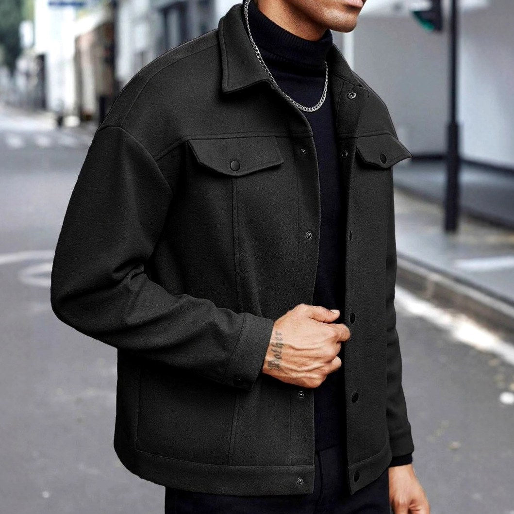 Elbert - Men's Collared Snap Button Jacket