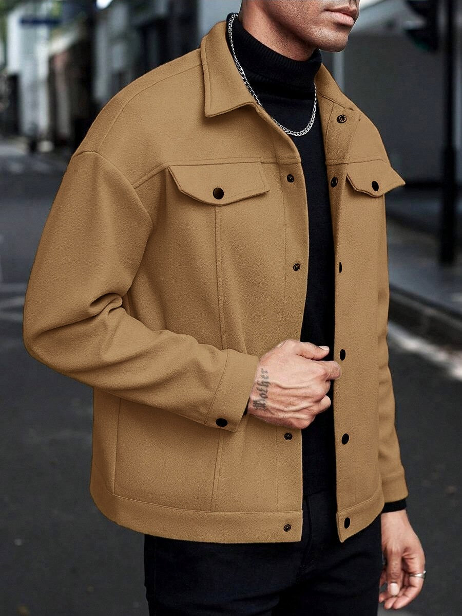 Elbert - Men's Collared Snap Button Jacket