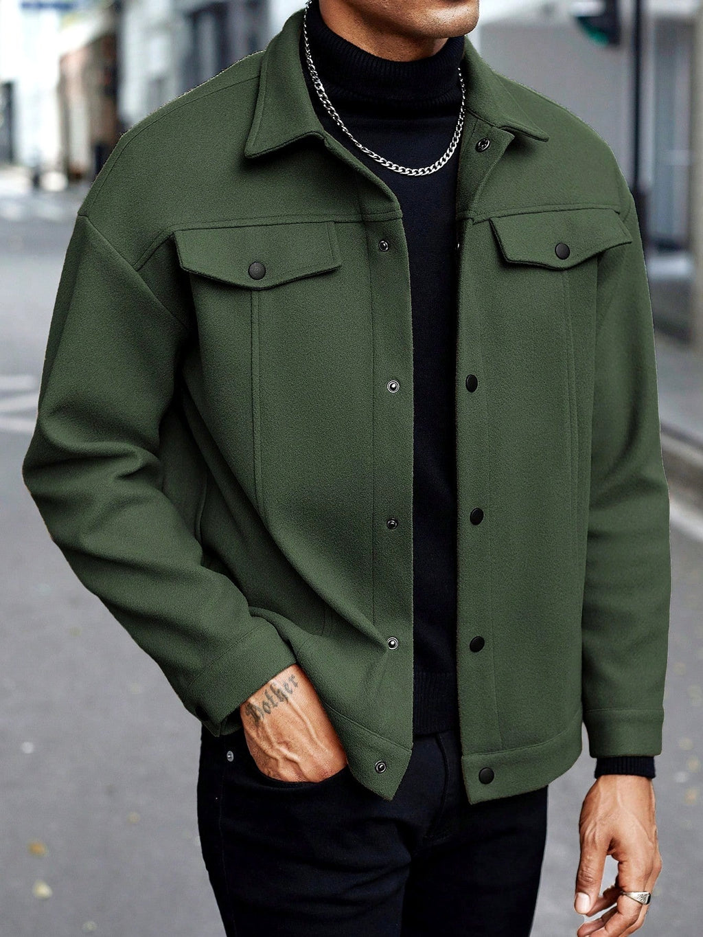 Elbert - Men's Collared Snap Button Jacket