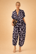 Women's Printed V-Neck Top and Tapered Trousers Set – Relaxed Casual Co-Ord for Everyday Wear