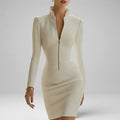 Elisabeth - Women's Half-Zip Long-Sleeve Bodycon Dress