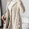 Women’s Longline Textured Knit Cardigan with Button Front – Relaxed Warm Layer for Autumn and Winter