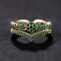 Gold Double Band Ring with Green Crystals - Saphyra