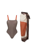Modern Luxury Reversible Swimsuit with Equestrian-Scarf Print