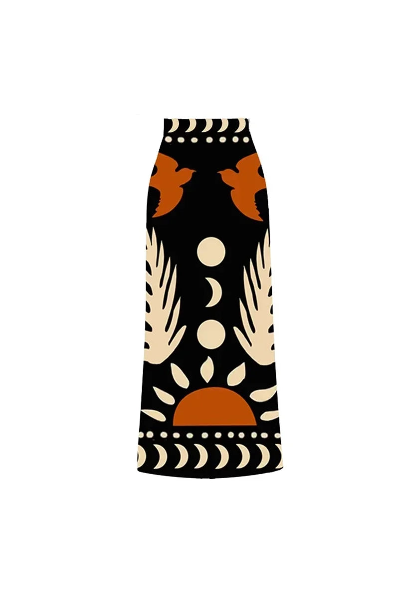 Graphic Print High-Waisted Swimsuit