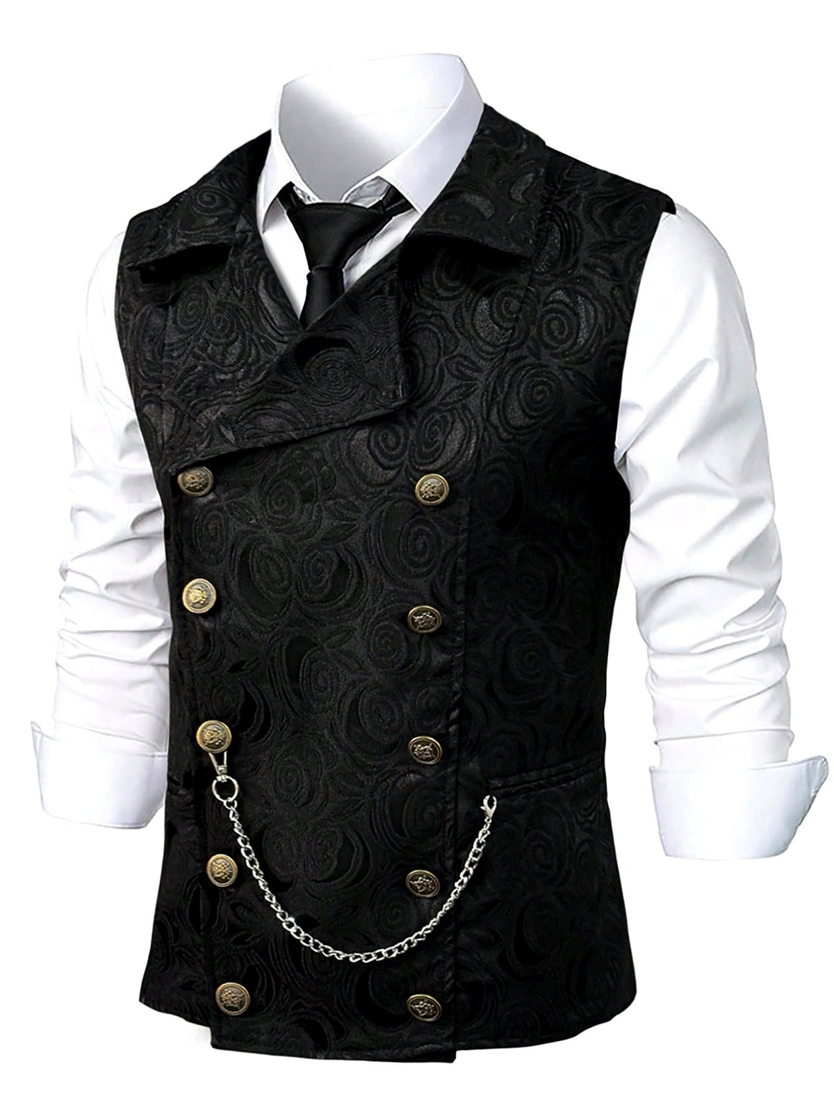 Finn - Men's Floral Jacquard Double-Breasted Suit Vest