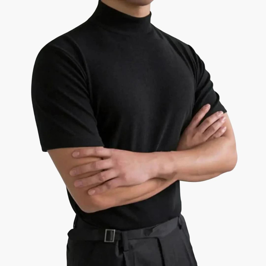 Men's Mock Neck T-Shirt – Slim Fit Short Sleeve Top