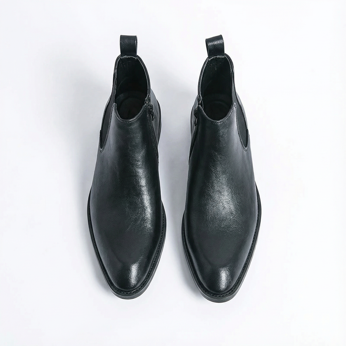 Full-Grain Leather Chelsea Boots with Side Zipper