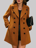 Genevieve - Women's Double-Breasted Suede Coat