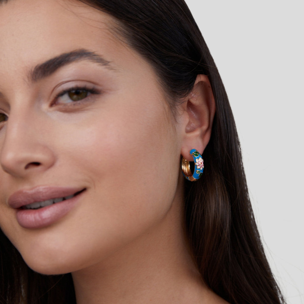 Gold Circle Flower Earrings