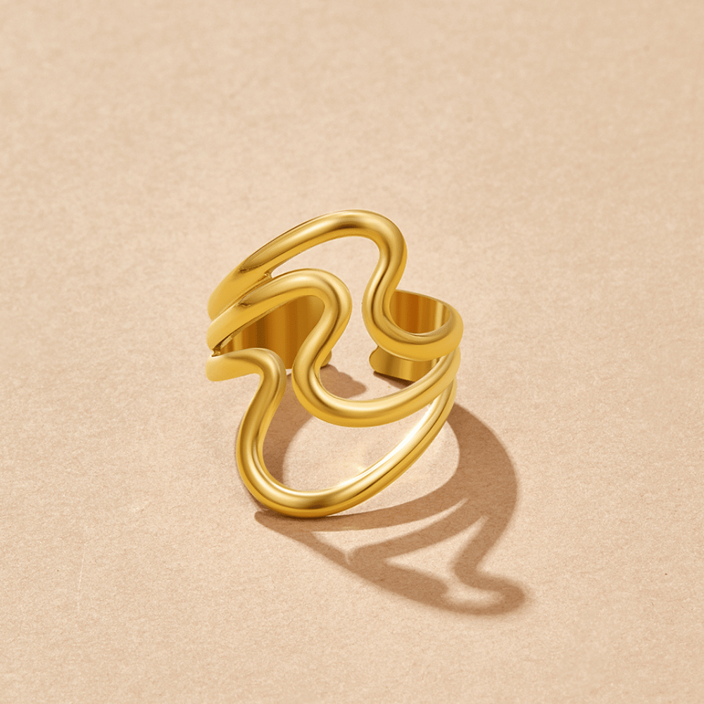 Golden Waves Wrap Ring