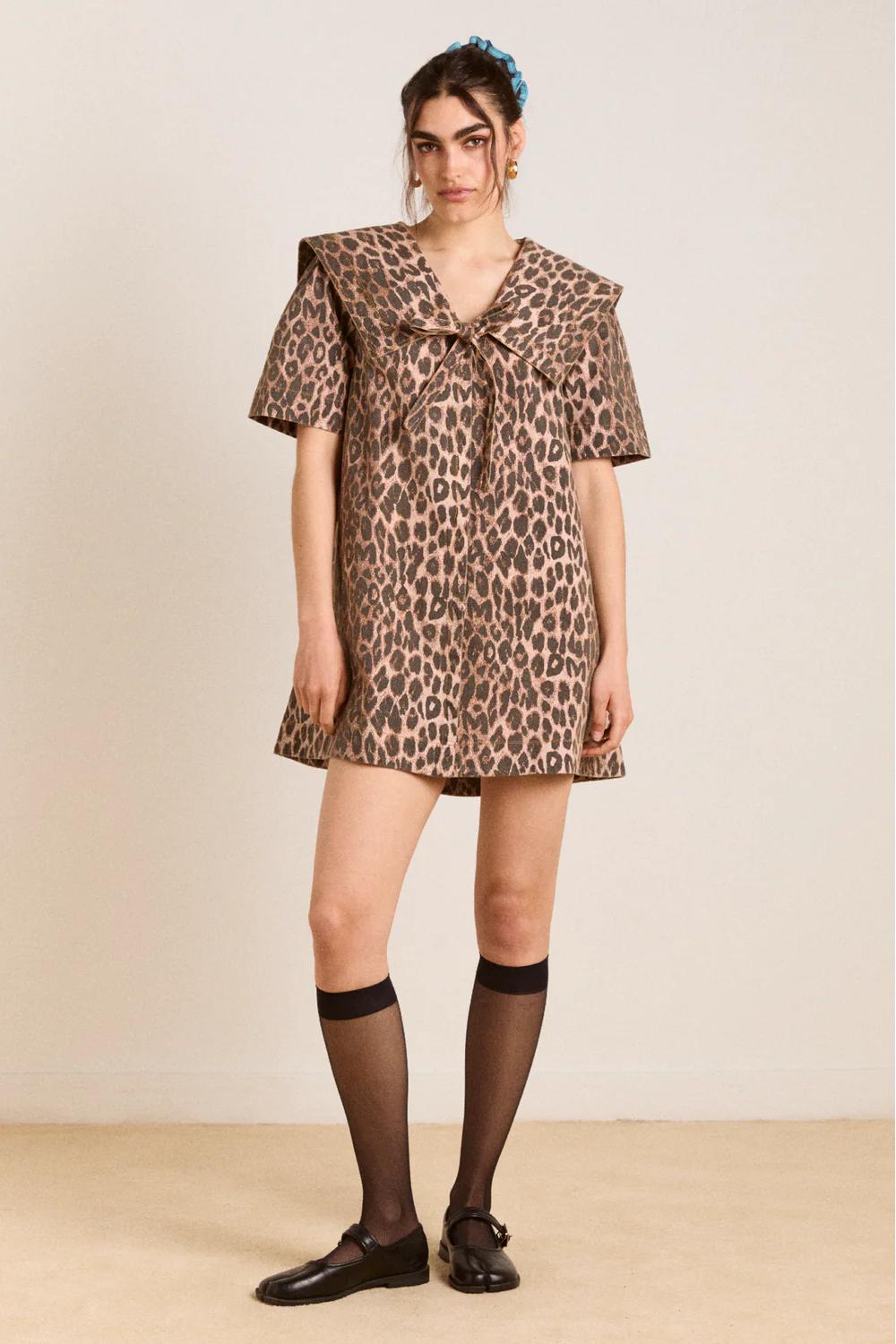 Leopard Print Mini-Length Dress