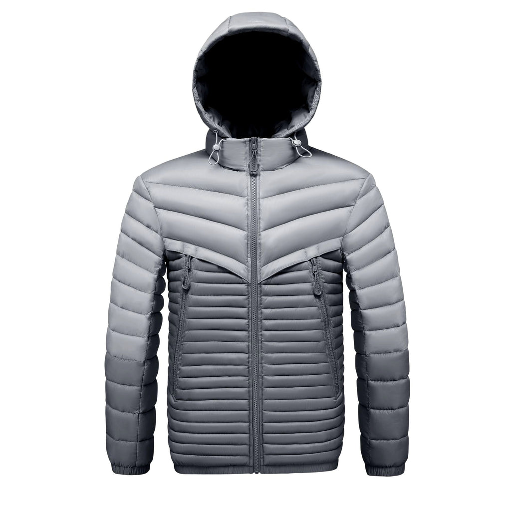 Grant - Men's Lightweight Hooded Puffer Jacket with Zipper Pockets