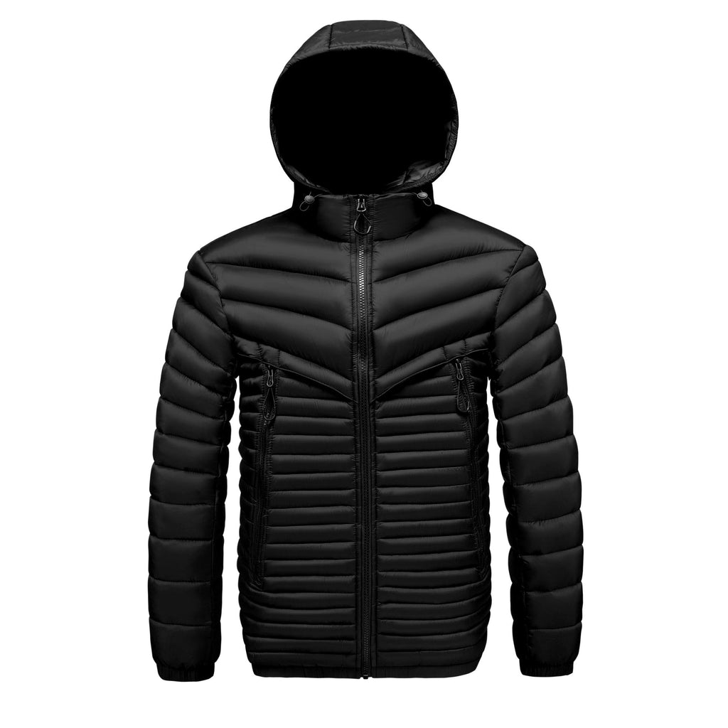 Grant - Men's Lightweight Hooded Puffer Jacket with Zipper Pockets