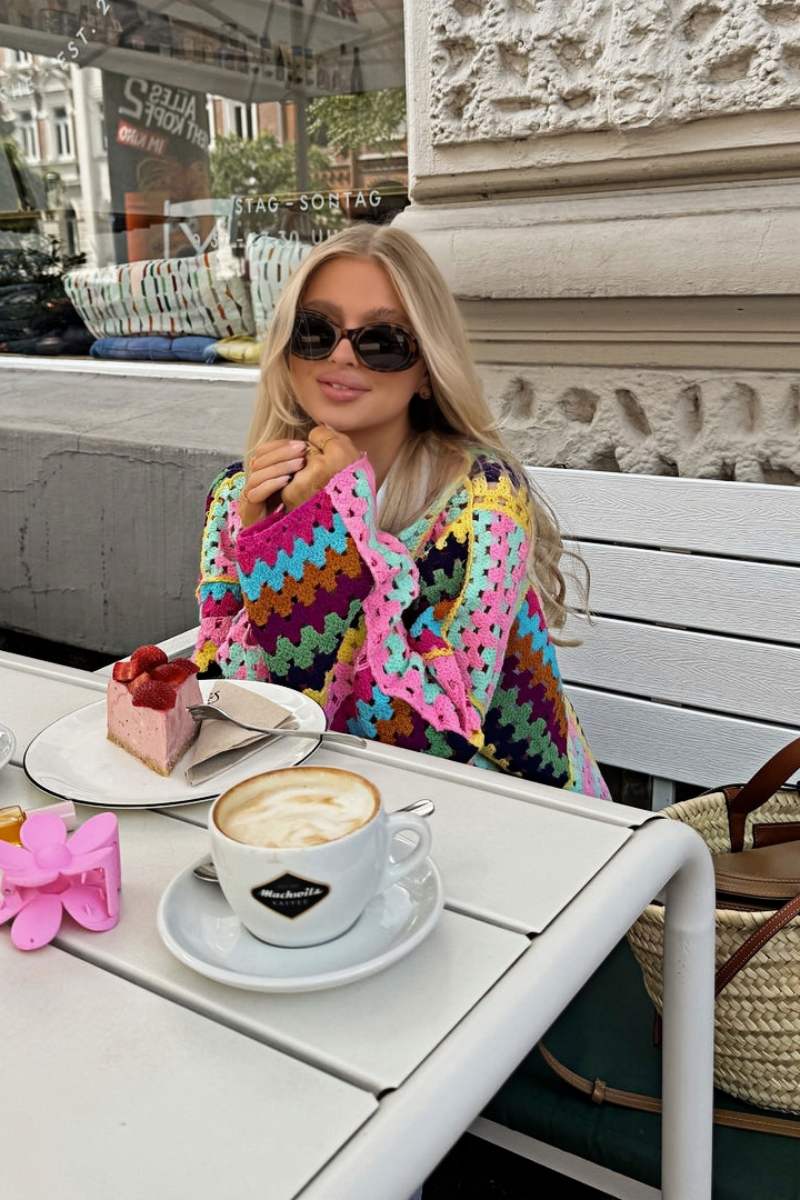 Modern Pontia Rainbow Stripe Knit Cardigan