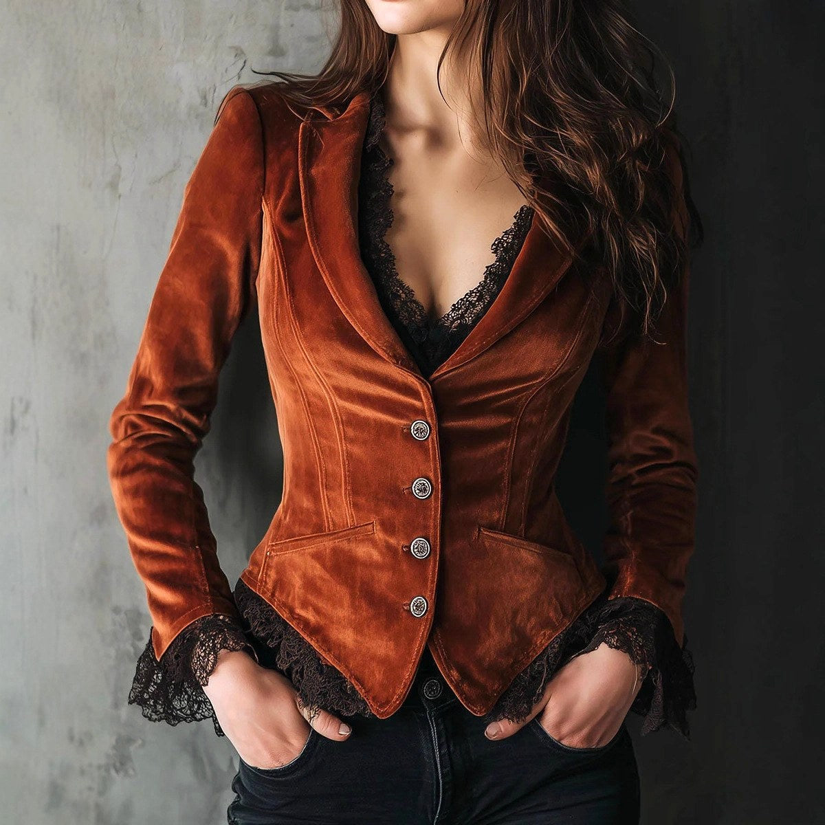 Hazel - Women's Velvet Fitted Evening Blazer Jacket