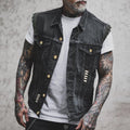 Men's - Sleeveless Denim Vest in Streetwear Look