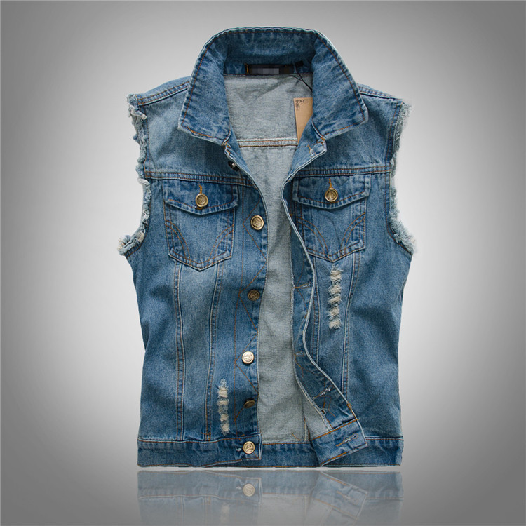 Men's - Sleeveless Denim Vest in Streetwear Look