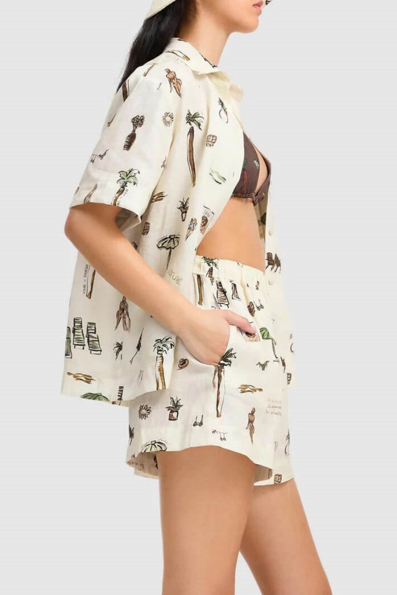 Patterned Relaxed Loose Shorts Two-Piece Set