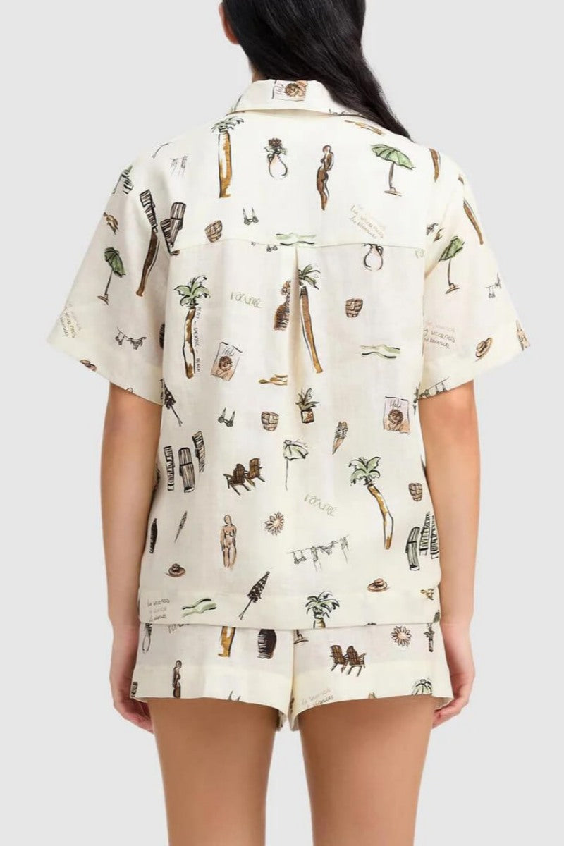Patterned Relaxed Loose Shorts Two-Piece Set