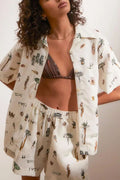 Patterned Relaxed Loose Shorts Two-Piece Set