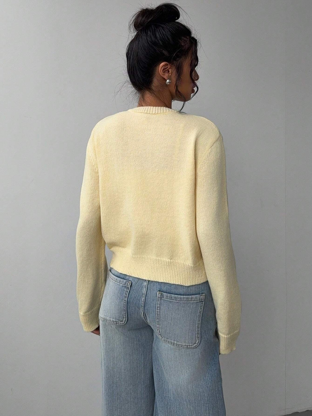 Cropped Cardigan – Knitted Slim Fit Long Sleeve Women's Sweater