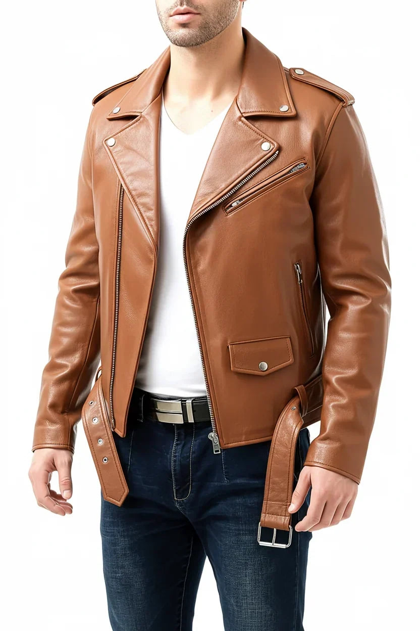 Men's Vegan Leather Jacket Loose Fit – 3D Patch Pocket Street Style