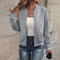 Women's Knit Cardigan Wool Long Sleeve Zipper Layered Fashion