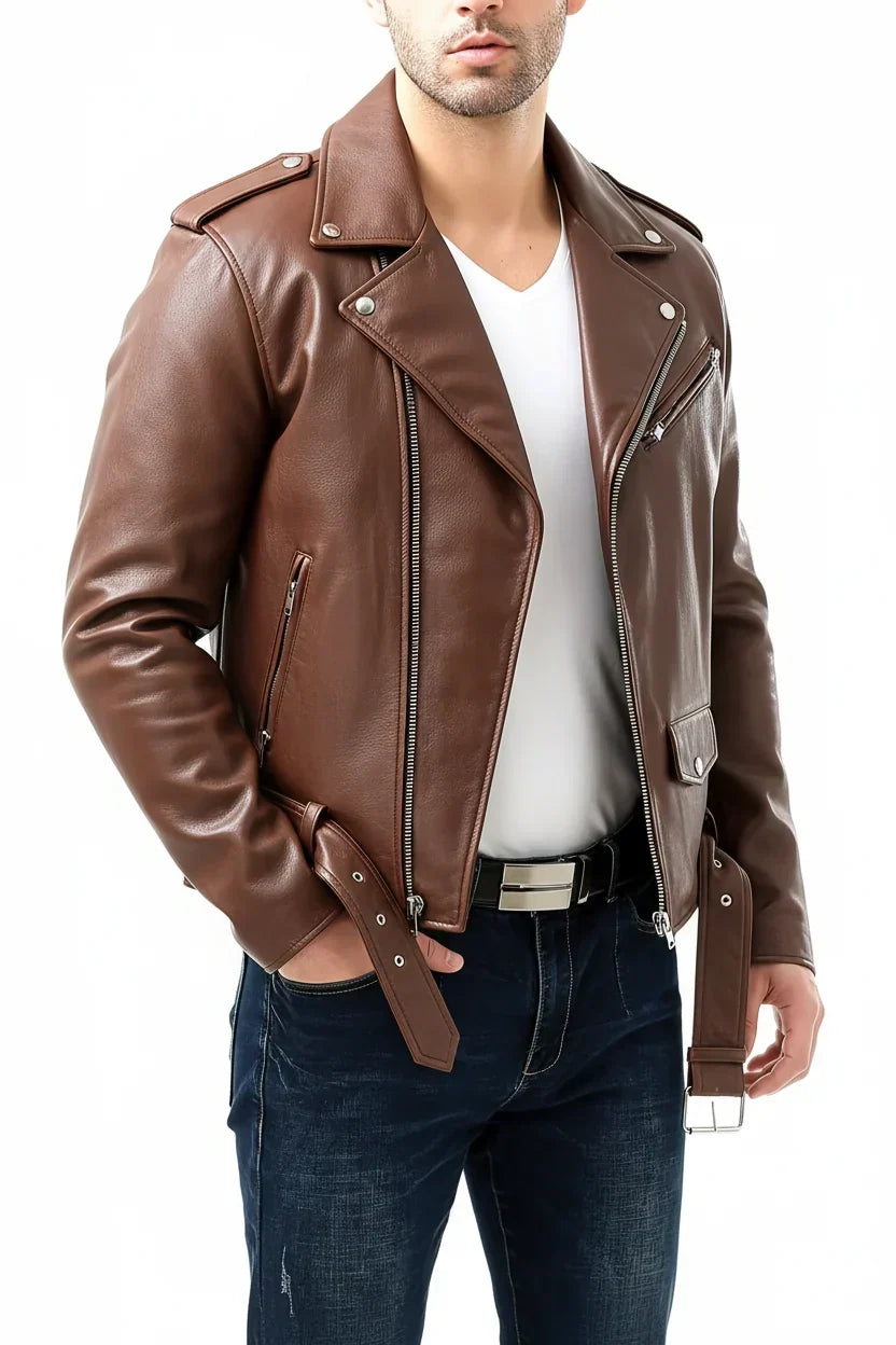 Men's Vegan Leather Jacket Loose Fit – 3D Patch Pocket Street Style