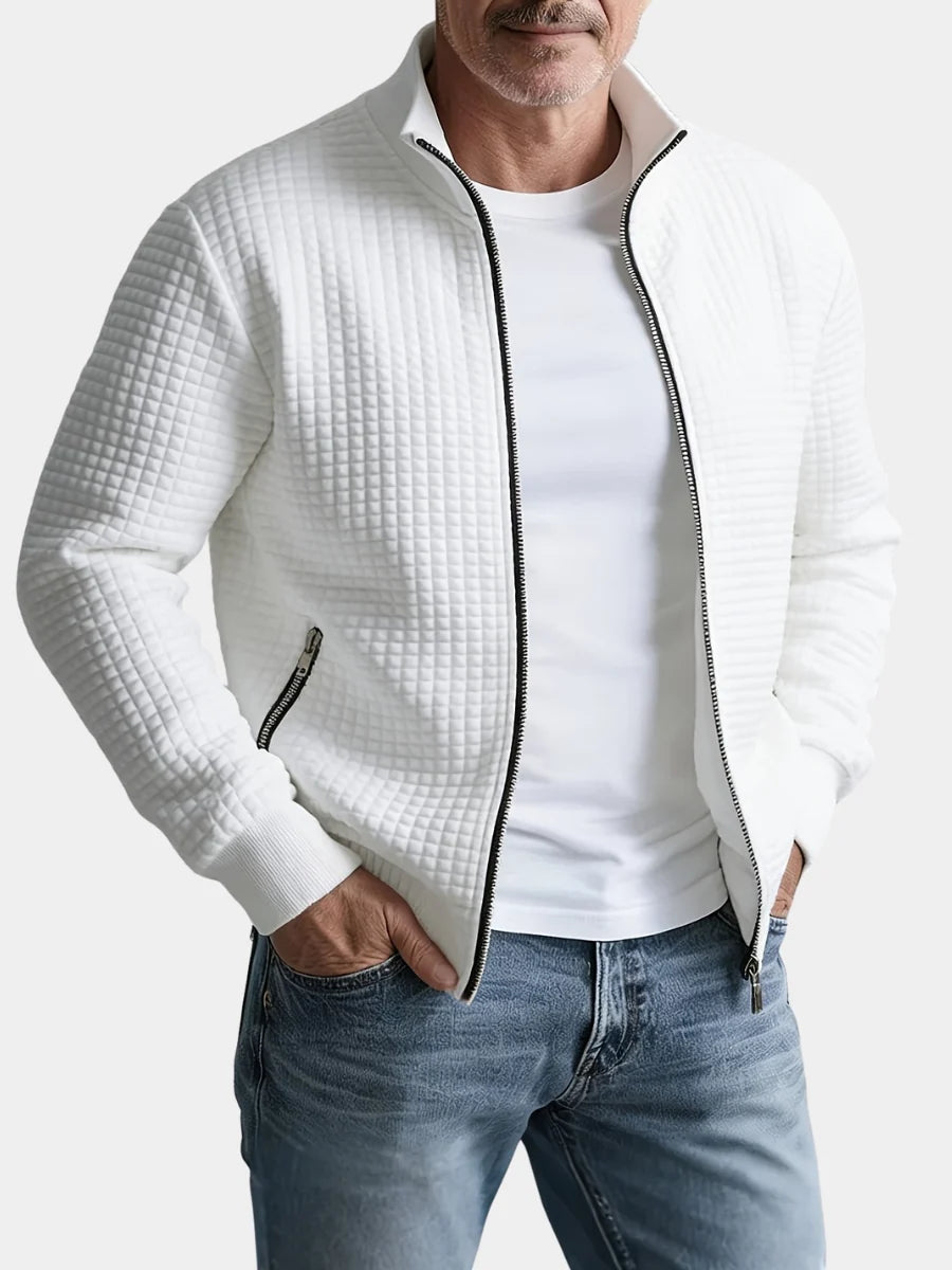 Men's Zip Up Jacket Jacquard Stand Collar – Sporty Layer