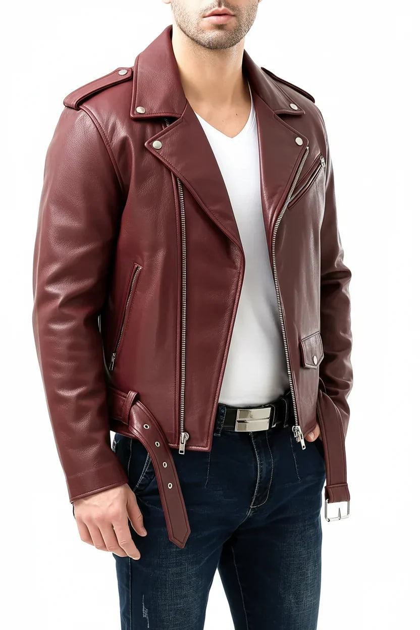 Men's Vegan Leather Jacket Loose Fit – 3D Patch Pocket Street Style