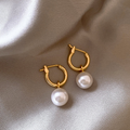 Elegant Gold Pearl Earrings