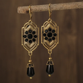 Vintage Black Crystal Drop Earrings