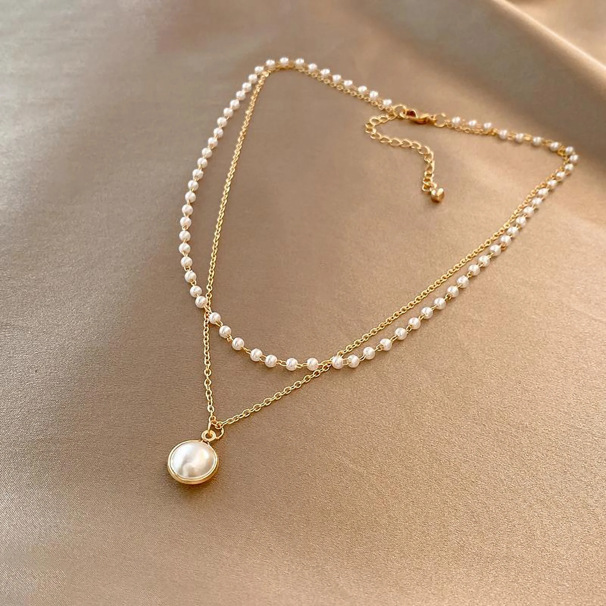 Elegant Double-Strand Pearl Necklace for Women - Amelie