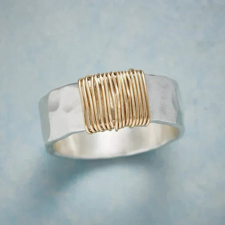 Golden Threads Vintage Silver Ring
