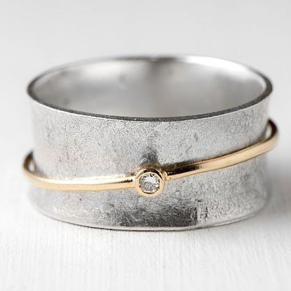 Golden Line Vintage Silver Zirconia Ring