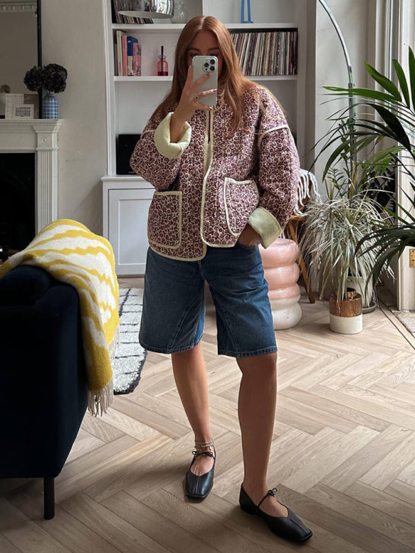 Quilted Jacket with Floral Print