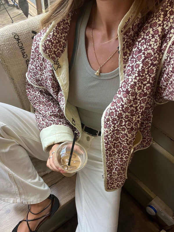 Quilted Jacket with Floral Print