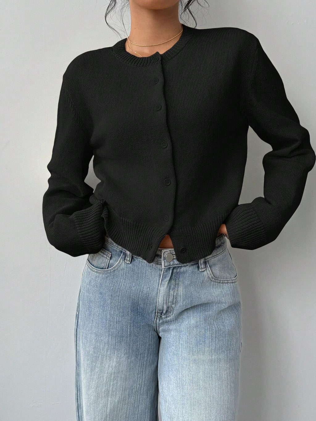 Cropped Cardigan – Knitted Slim Fit Long Sleeve Women's Sweater