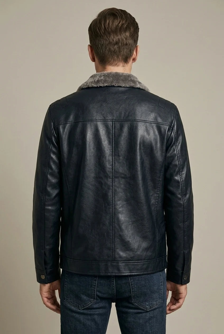 Men's Sheepskin Leather Jacket Fleece Lined – Relaxed Fit Winter Outerwear