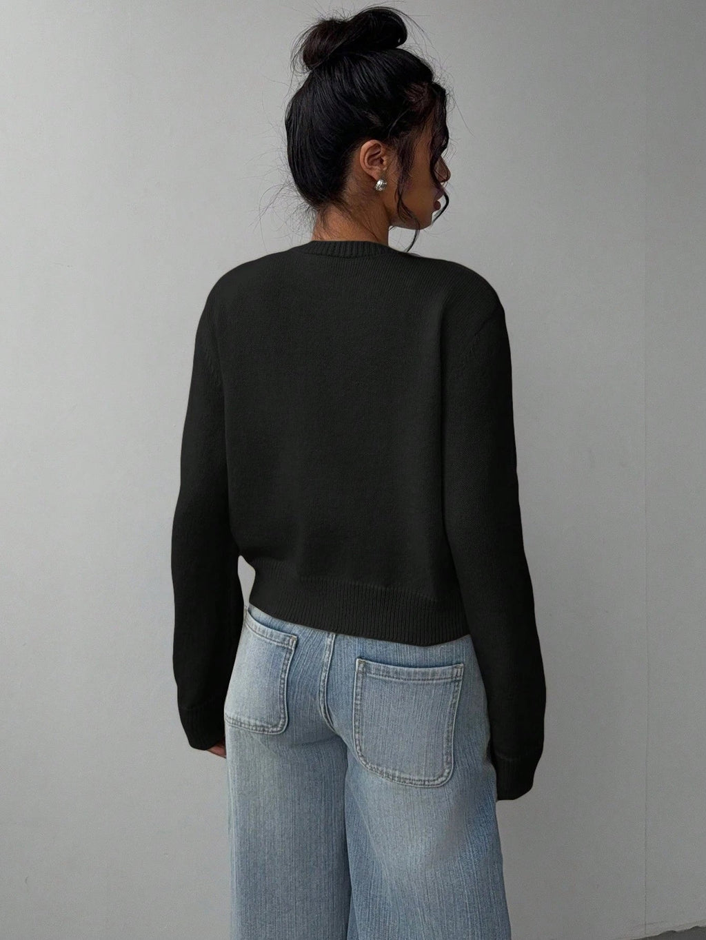 Cropped Cardigan – Knitted Slim Fit Long Sleeve Women's Sweater