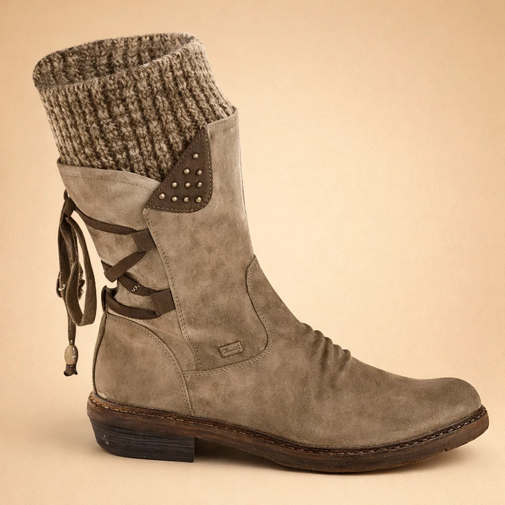 Women's Vegan Leather Martin Boot – Low Heel Square Toe Comfort