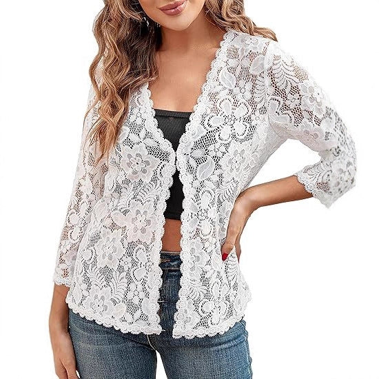 Women's Sheer Lace Cardigan – Lightweight Sun Protective Layer