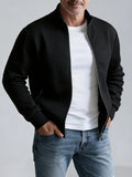 Men's Zip Up Jacket Jacquard Stand Collar – Sporty Layer