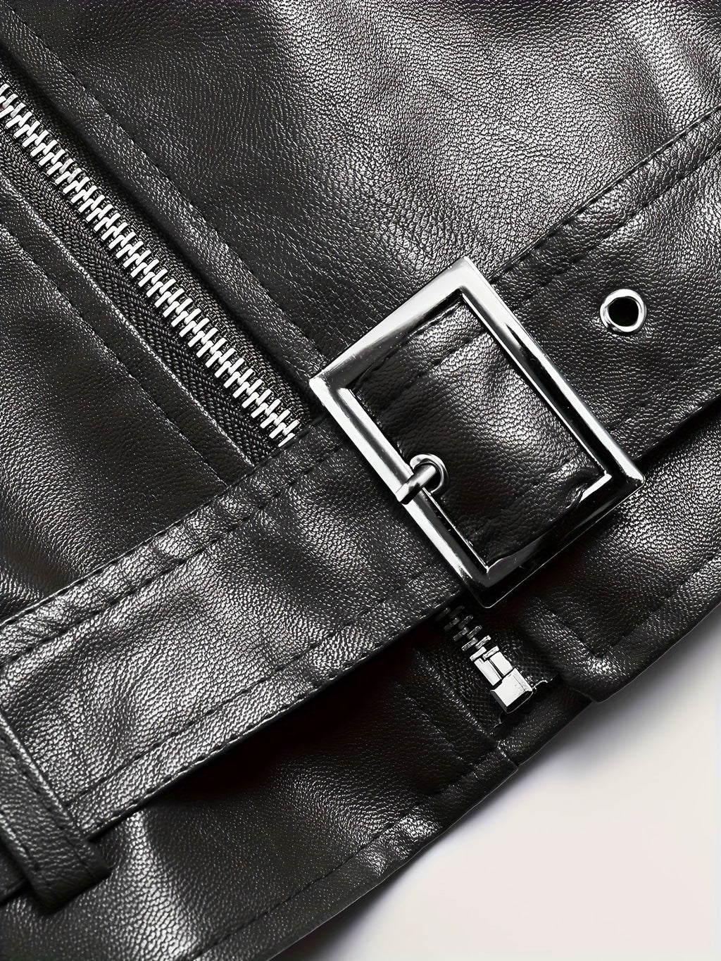 Men's Vegan Leather Jacket Loose Fit – 3D Patch Pocket Street Style