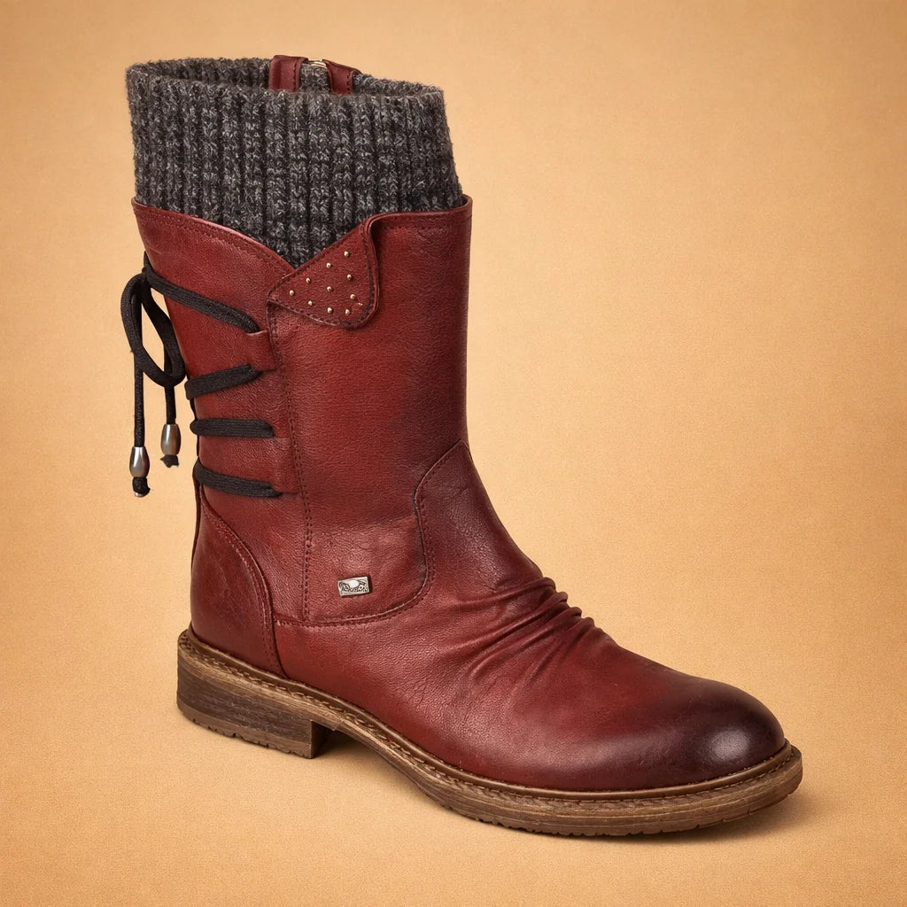 Women's Vegan Leather Boots – Lace-Up Martin Winter Style