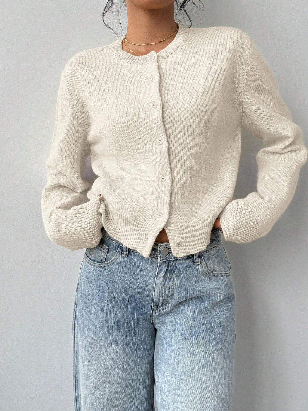Cropped Cardigan – Knitted Slim Fit Long Sleeve Women's Sweater