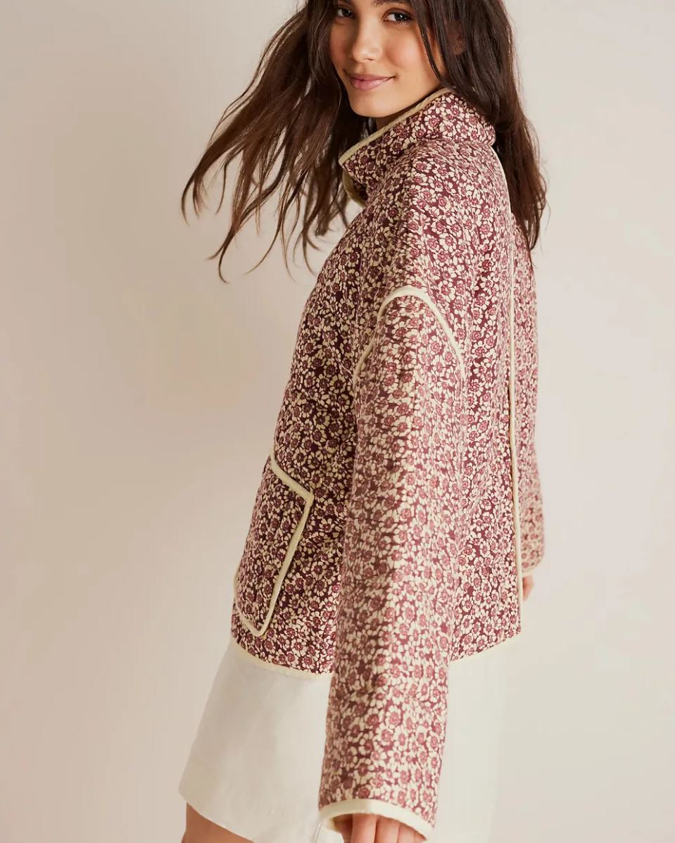 Quilted Jacket with Floral Print
