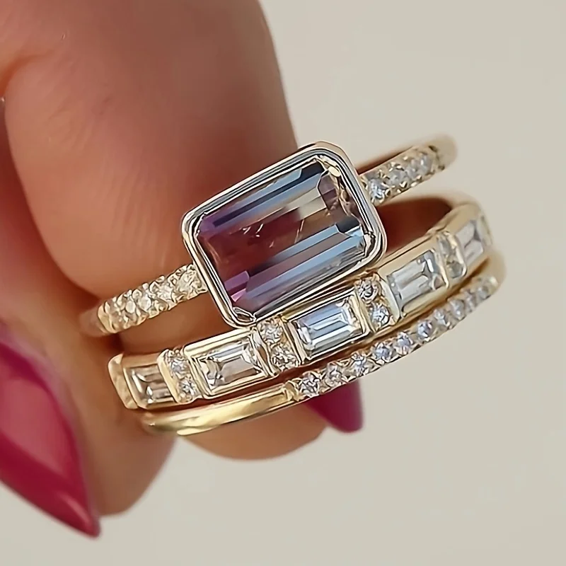 Sparkling Glass Ring Set